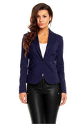 Women Blazer - Breathable - 1-Button - Blue -Guocali