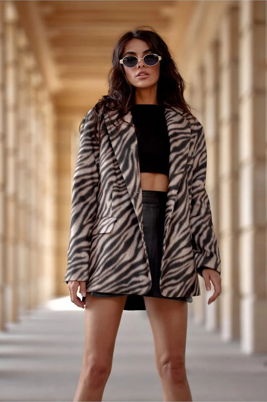 Women Blazer - Breathable - Button - Brown -Guocali