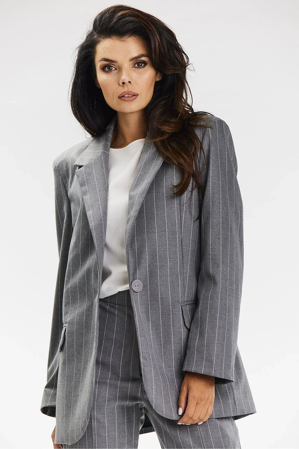Women Blazer - Breathable - Button - Gray -Guocali