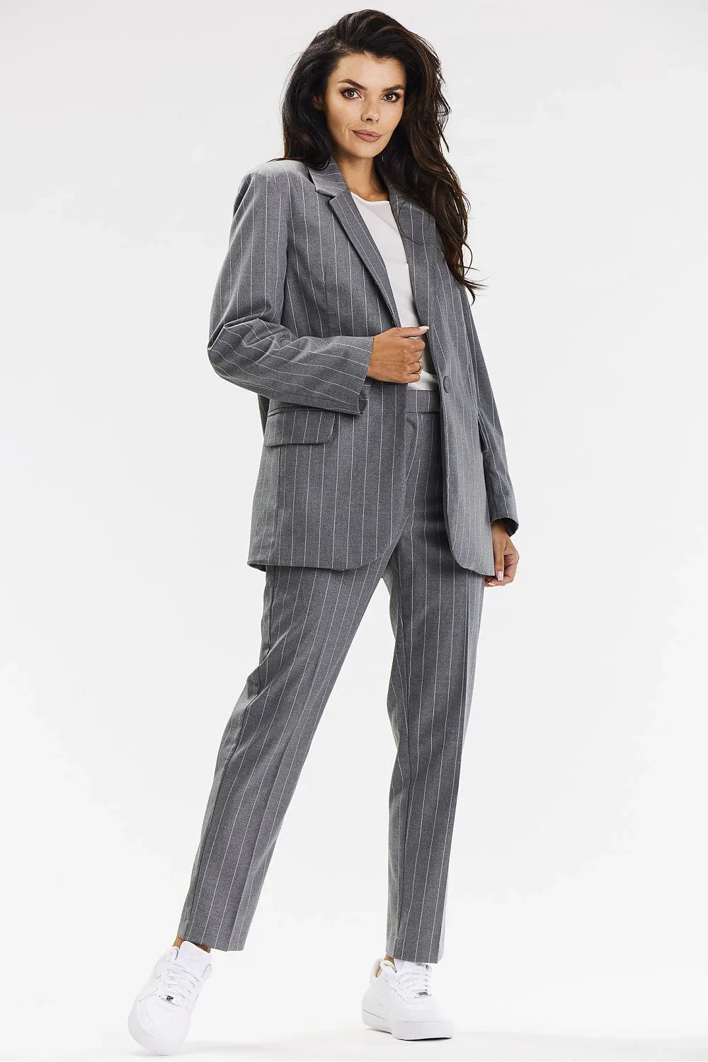 Women Blazer - Breathable - Button - Gray -Guocali