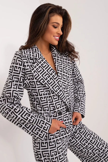 Women Blazer - Breathable - Double-Breasted - black, white -Guocali