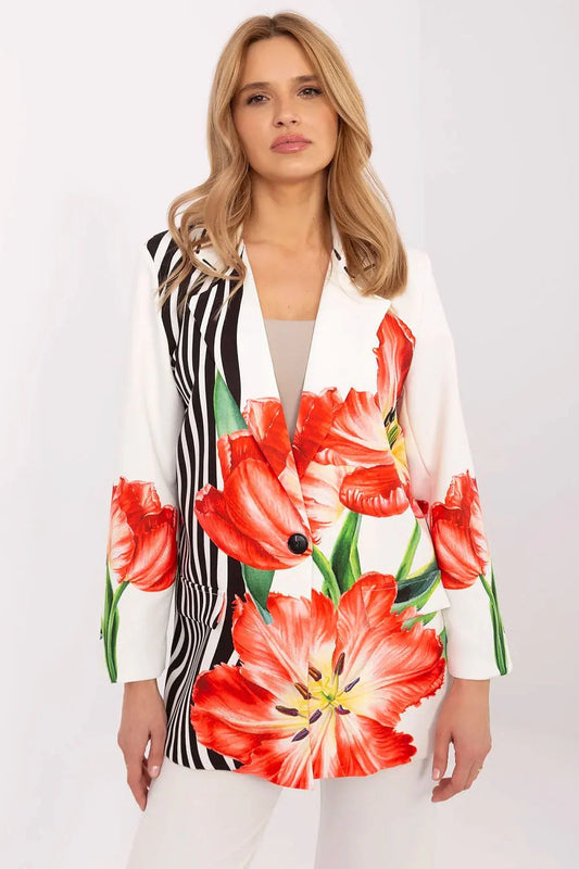Women Blazer - Lightweight - 1-Button - Beige, Red, Green, White, Black -Guocali