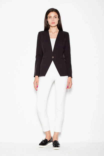 Women Blazer - Lightweight - 1-Button - Black -Guocali