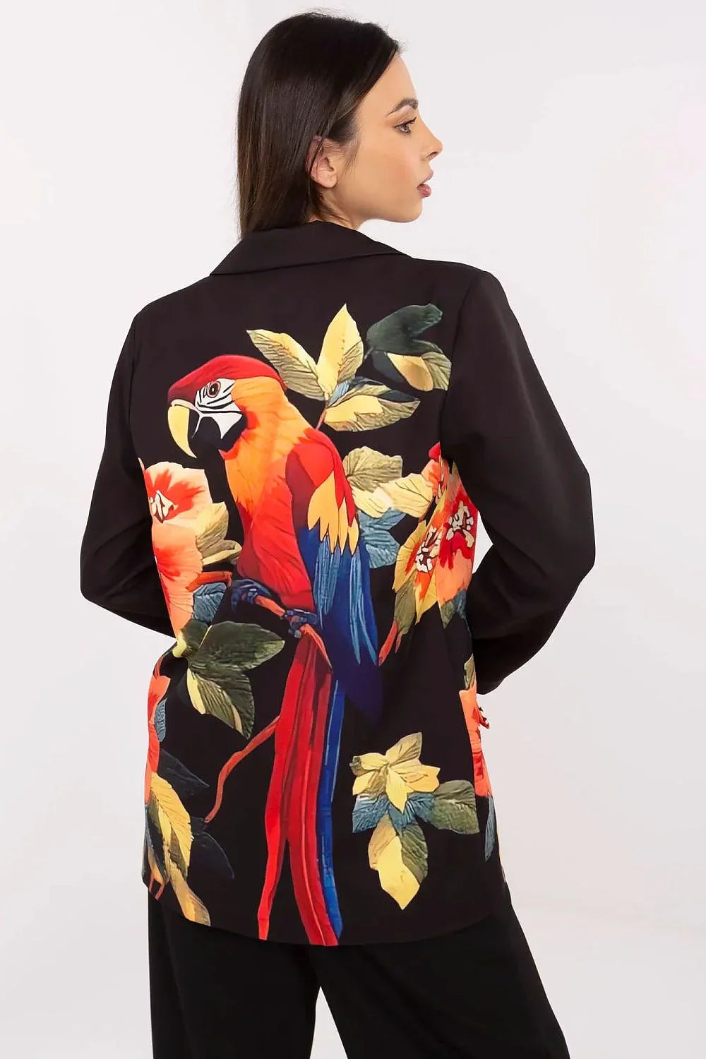 Women Blazer - Lightweight - 1-Button - Black, Multicolor -Guocali