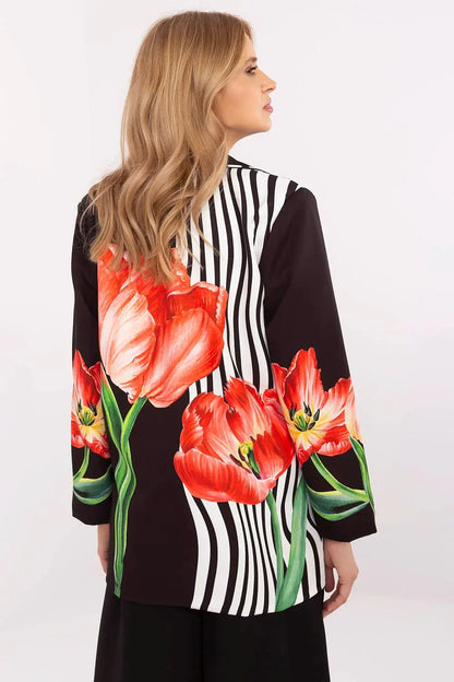 Women Blazer - Lightweight - 1-Button - Black, Multicolor -Guocali