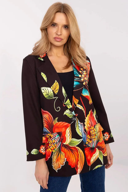 Women Blazer - Lightweight - 1-Button - Black, Multicolor, Orange, Yellow, Green, Red -Guocali