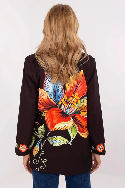 Women Blazer - Lightweight - 1-Button - Black, Multicolor, Orange, Yellow, Green, Red -Guocali