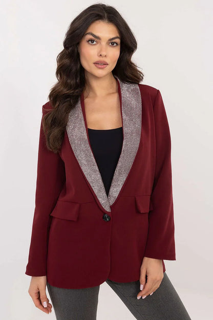 Women Blazer - Lightweight - 1-Button - Red -Guocali