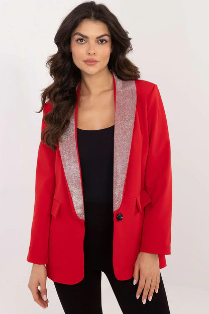 Women Blazer - Lightweight - 1-Button - Red -Guocali