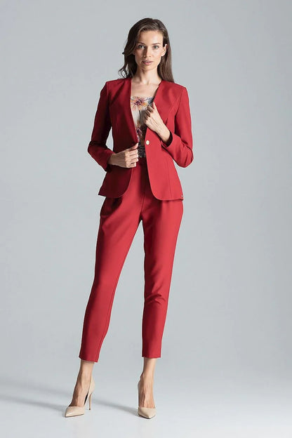 Women Blazer - Lightweight - 1-Button - Red -Guocali