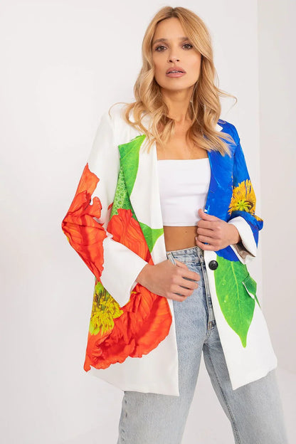 Women Blazer - Lightweight - Button - Beige, Blue, Green, Orange, Yellow, Multicolor -Guocali