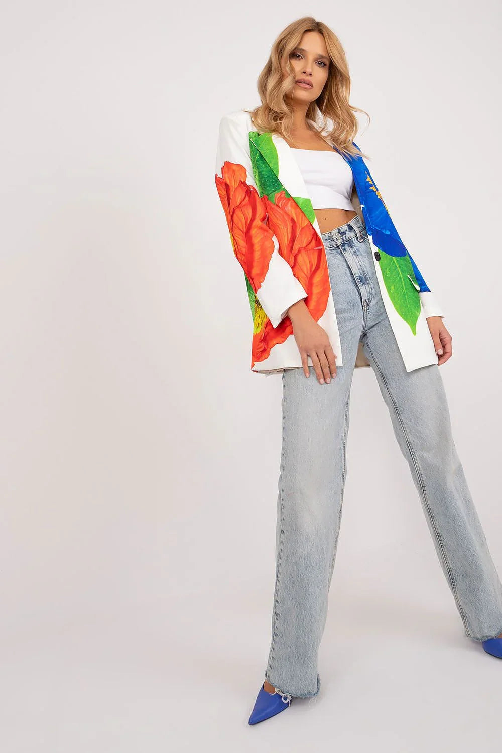 Women Blazer - Lightweight - Button - Beige, Blue, Green, Orange, Yellow, Multicolor -Guocali