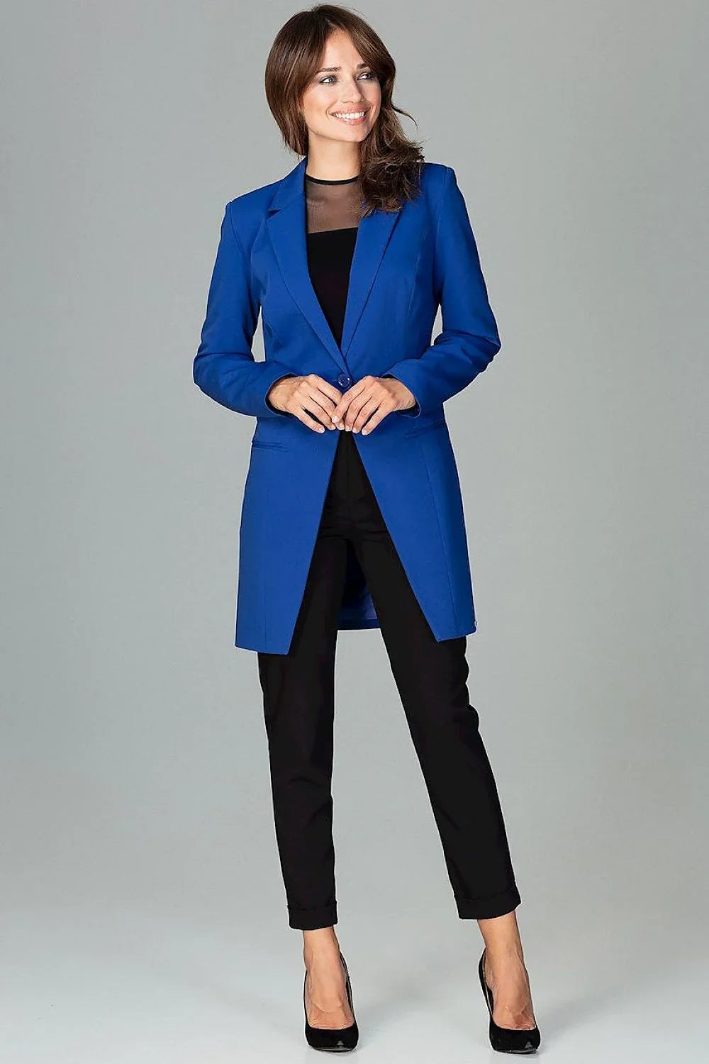 Women Blazer - Lightweight - Button - blue -Guocali