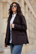 Women Blazer - Lightweight - Button - Brown -Guocali