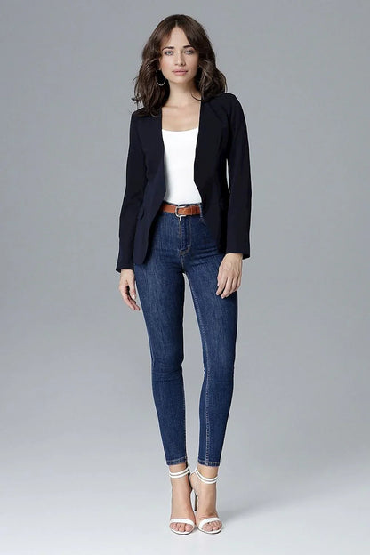 Women Blazer - Lightweight - Button - navy -Guocali
