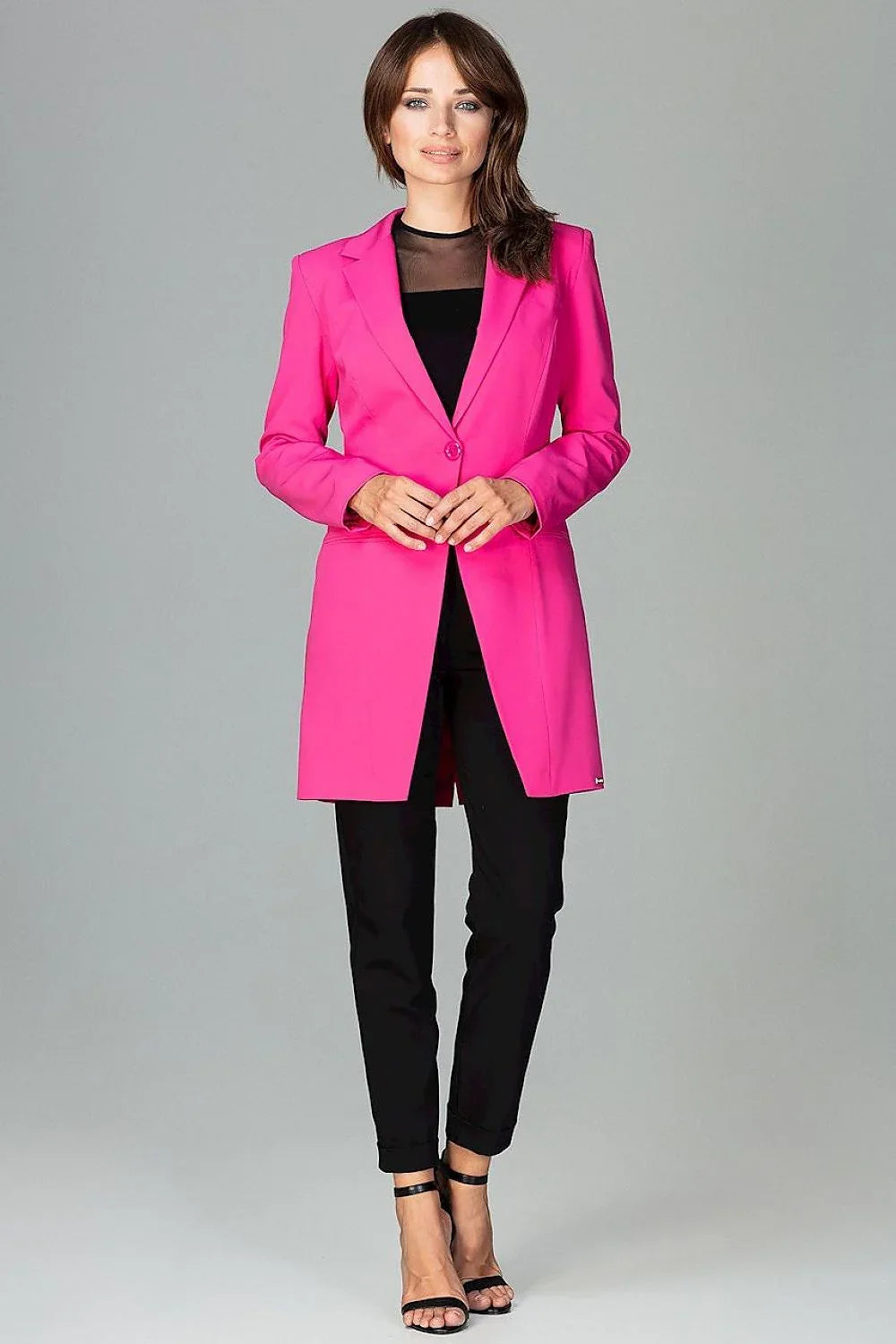 Women Blazer - Lightweight - Button - Pink -Guocali
