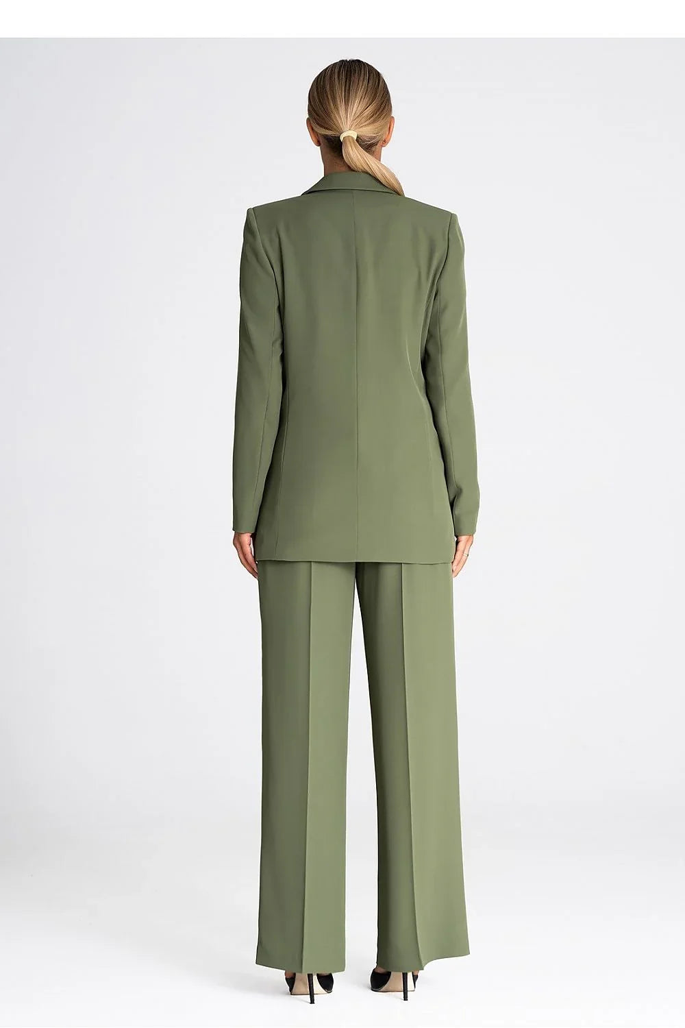 Women Blazer - Lightweight - Double-Breasted - Green -Guocali