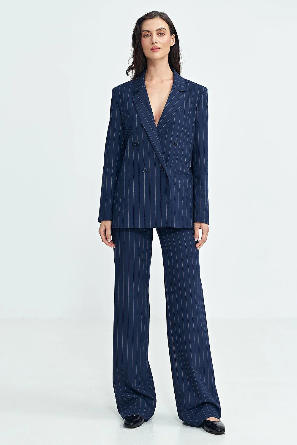 Women Blazer - Lightweight - Double-Breasted - Navy -Guocali