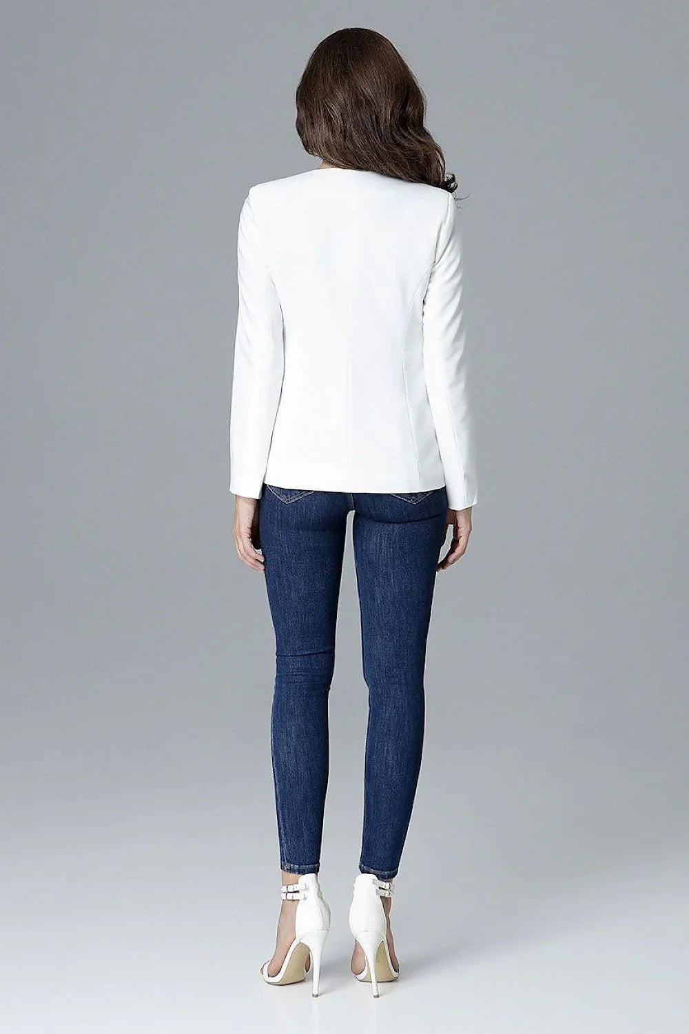 Women Blazer - Lightweight - Open - Beige -Guocali