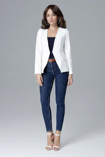 Women Blazer - Lightweight - Open - Beige -Guocali