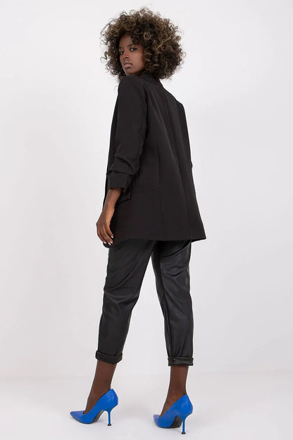 Women Blazer - Lightweight - Slip-On - Black -Guocali