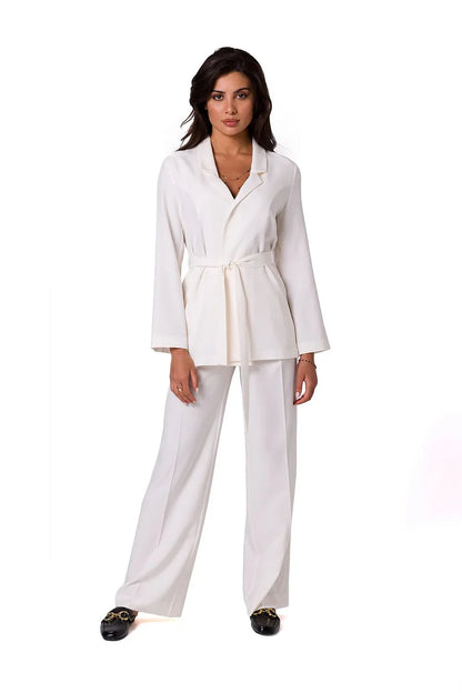Women Blazer - Lightweight - Tie, Belted, Wrap - Beige -Guocali