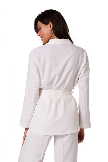 Women Blazer - Lightweight - Tie, Belted, Wrap - Beige -Guocali