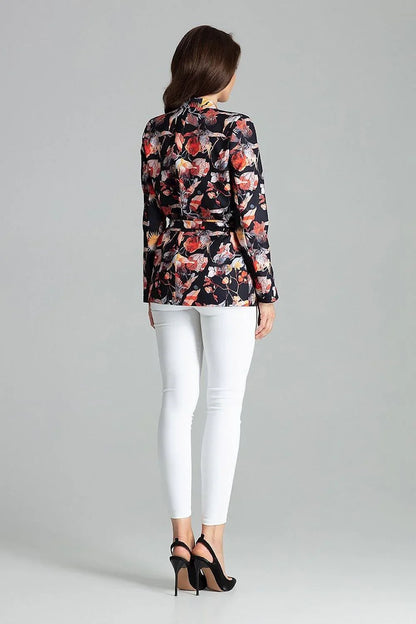 Women Blazer - Lightweight - Tie, Wrap - Black, Multicolor -Guocali