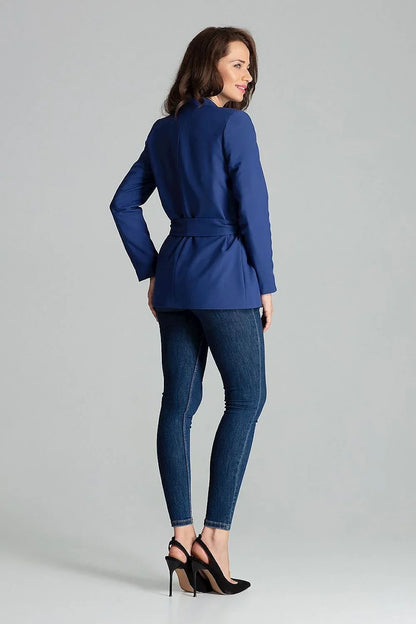 Women Blazer - Lightweight - Tie, Wrap - Blue -Guocali