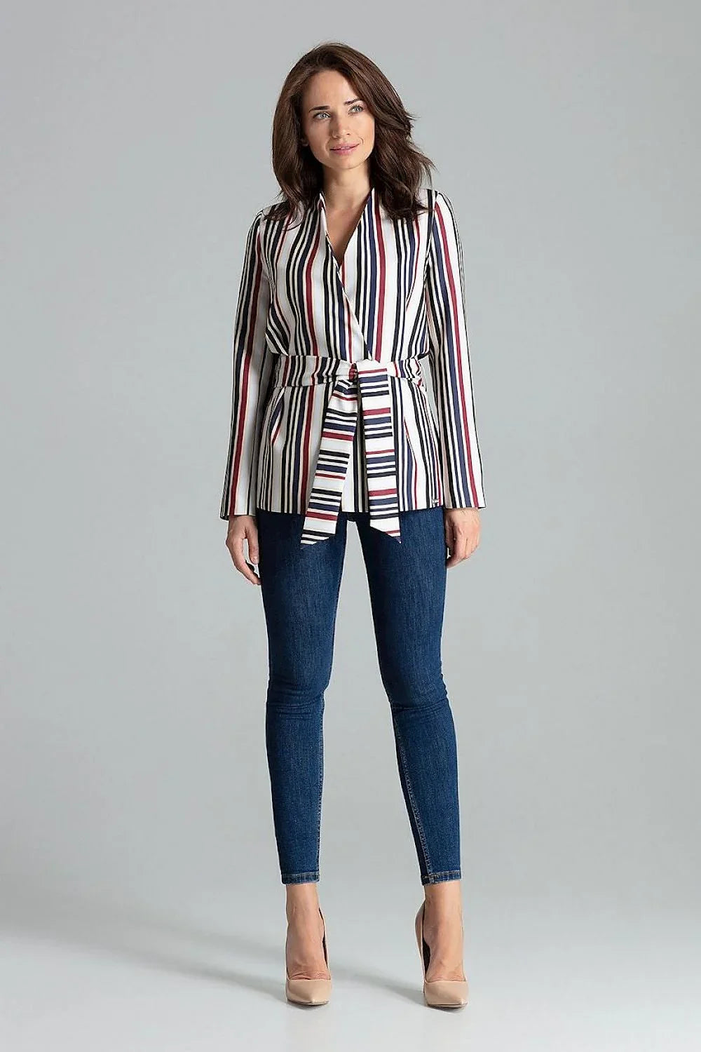 Women Blazer - Lightweight - Tie, Wrap - Multicolor, White, Red, Blue, Black -Guocali