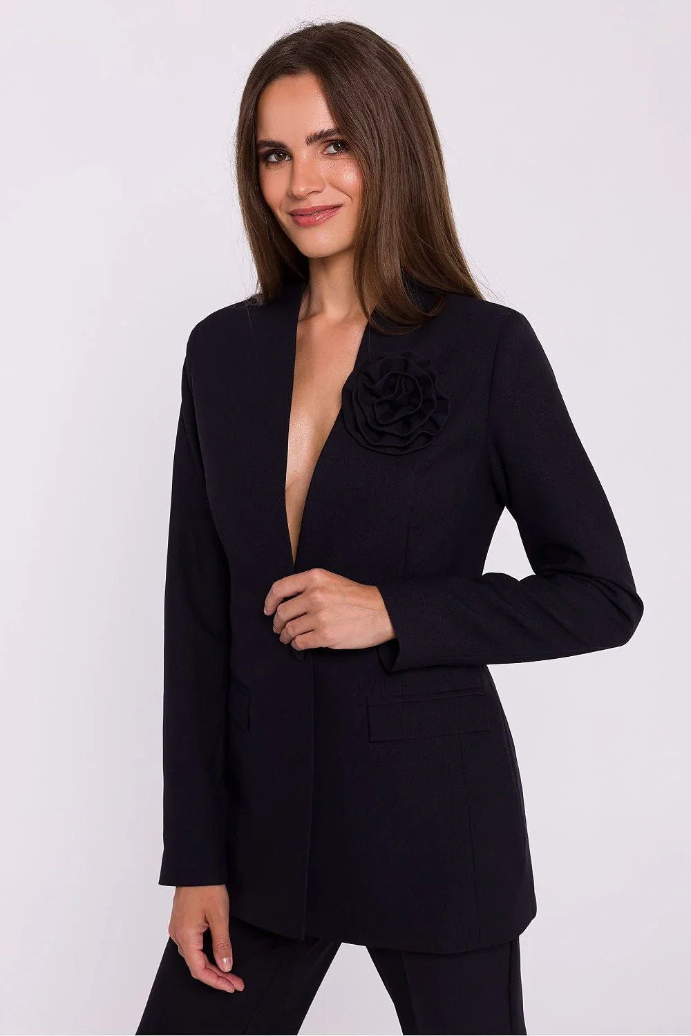 Women Blazer - Stretchable - 1-Button - Black -Guocali