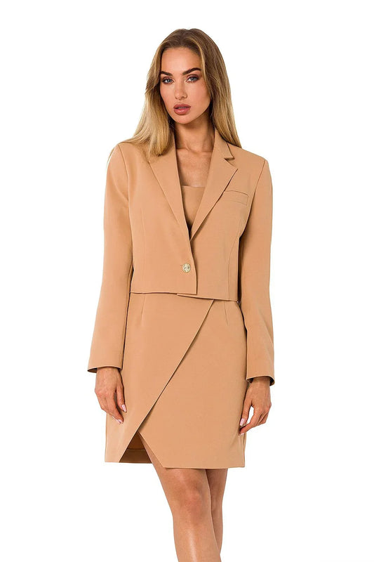 Women Blazer - Stretchable - 1-Button - beige -Guocali