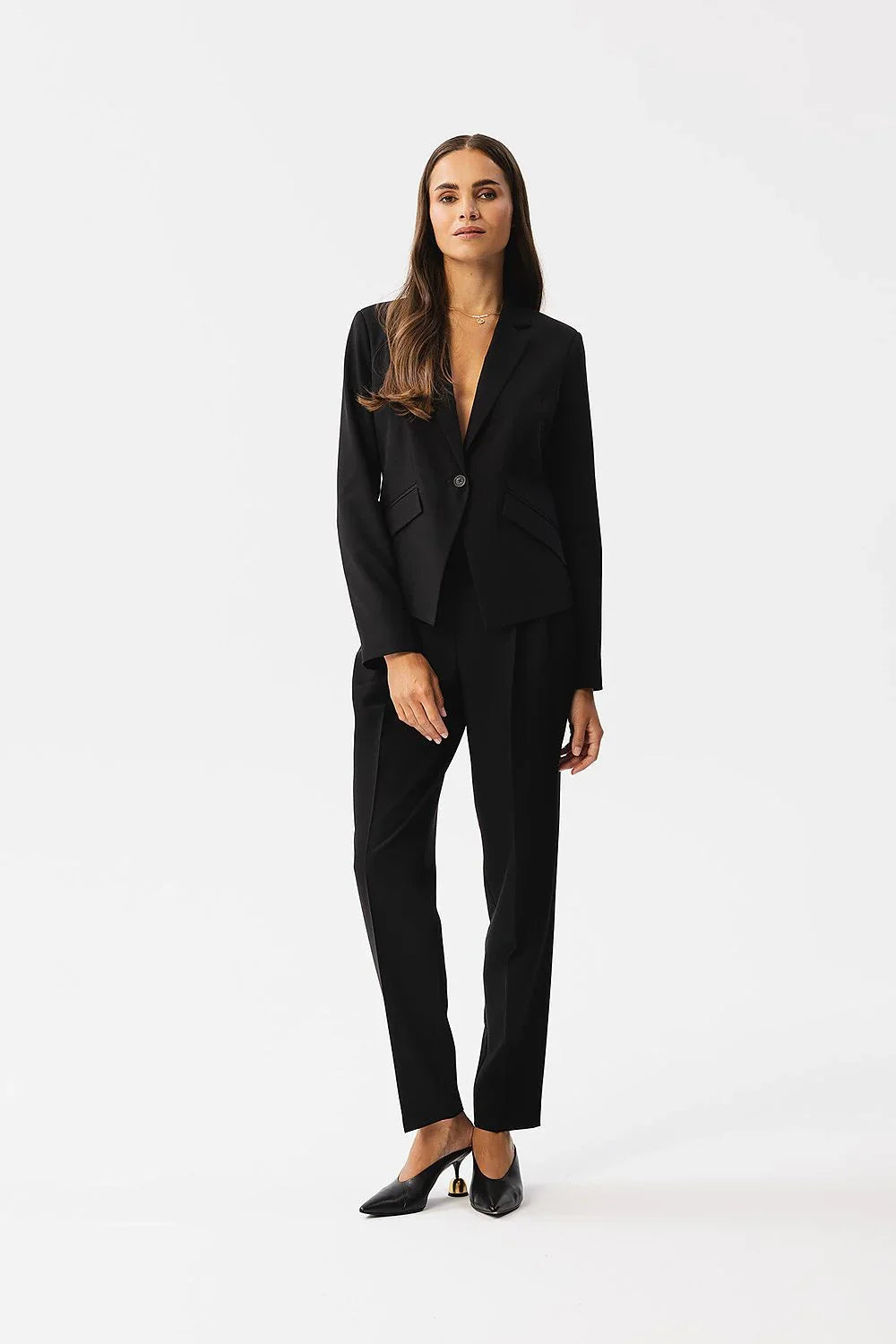 Women Blazer - Stretchable - 1-Button - black -Guocali