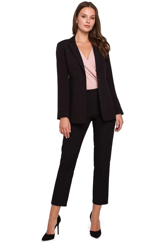 Women Blazer - Stretchable - 1-Button - Black -Guocali