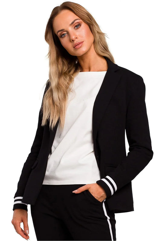 Women Blazer - Stretchable - 1-Button - Black -Guocali