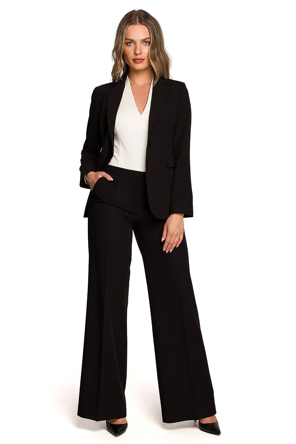 Women Blazer - Stretchable - 1-Button - Black -Guocali