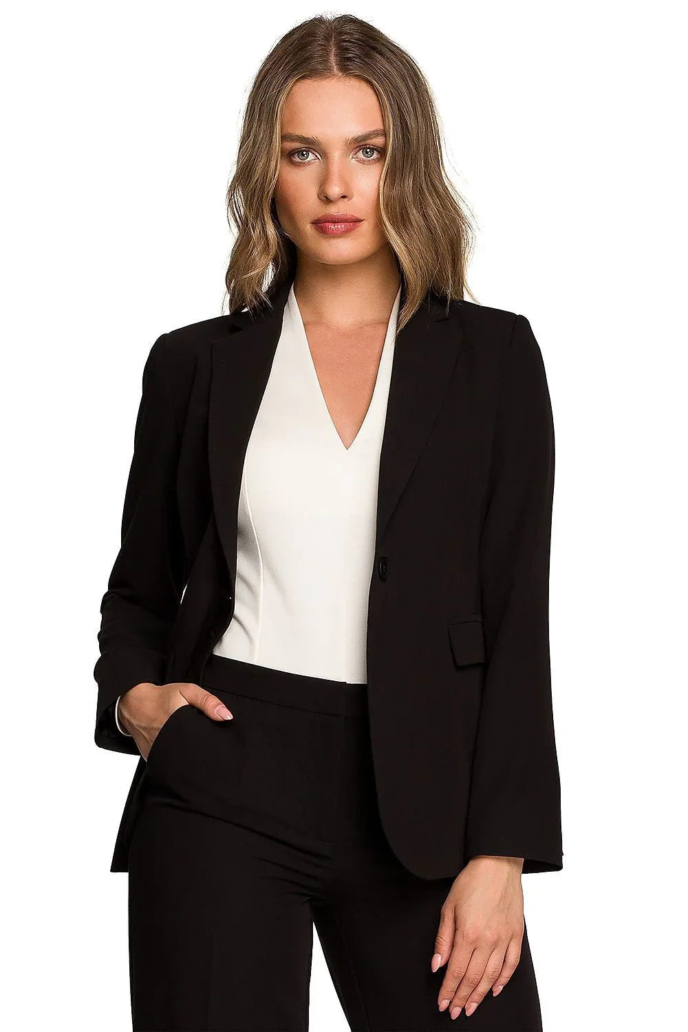 Women Blazer - Stretchable - 1-Button - Black -Guocali