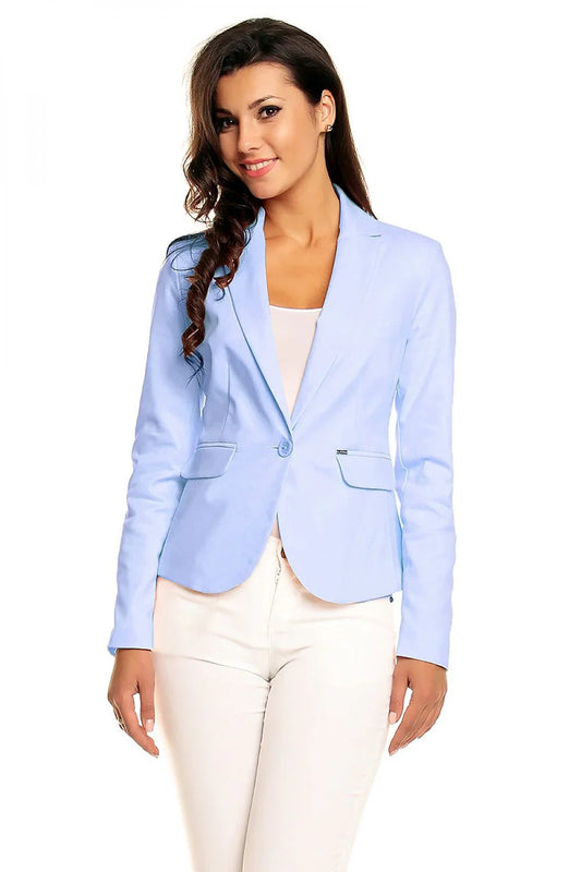 Women Blazer - Stretchable - 1-Button - Blue -Guocali