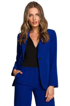 Women Blazer - Stretchable - 1-Button - Blue -Guocali