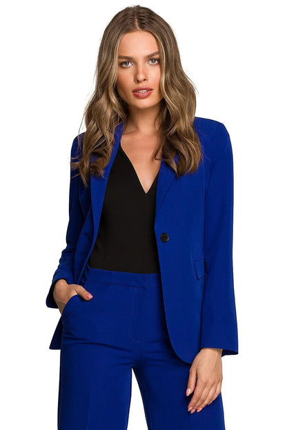 Women Blazer - Stretchable - 1-Button - Blue -Guocali