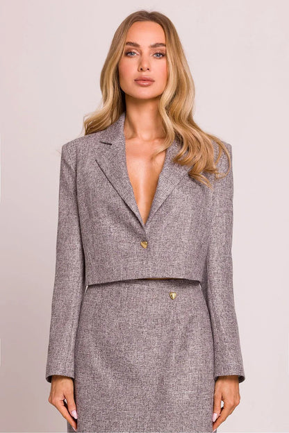Women Blazer - Stretchable - 1-Button Gray -Guocali