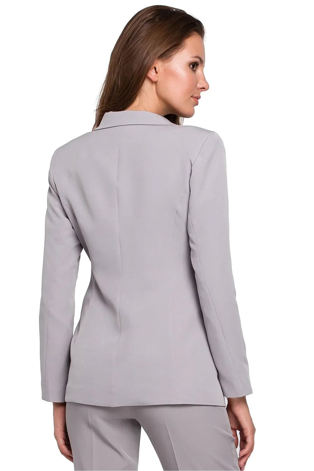 Women Blazer - Stretchable - 1-Button - Gray -Guocali