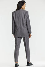 Women Blazer - Stretchable - 1-Button - Gray -Guocali