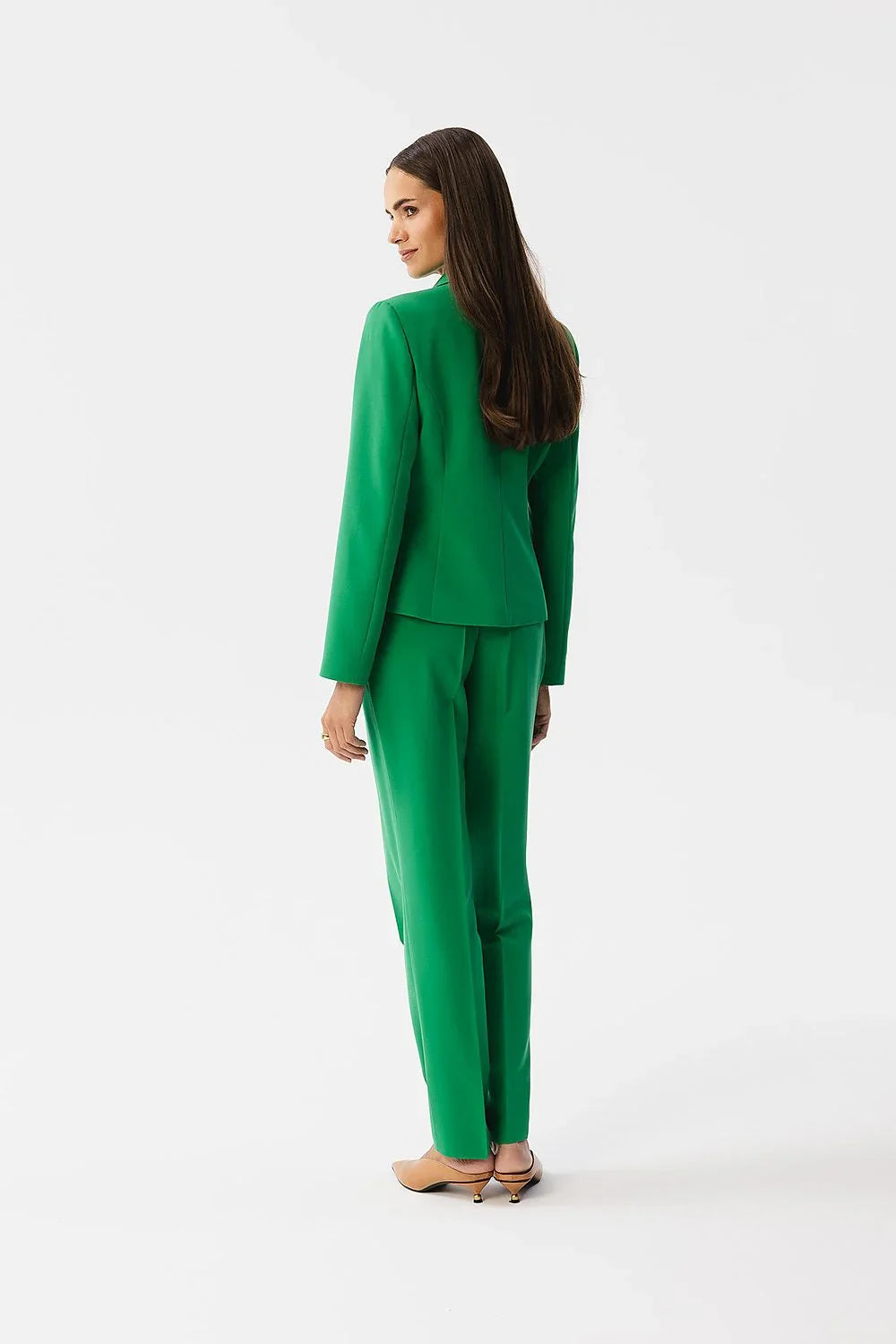 Women Blazer - Stretchable - 1-Button - Green -Guocali