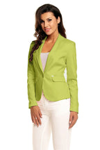 Women Blazer - Stretchable - 1-Button - Green -Guocali