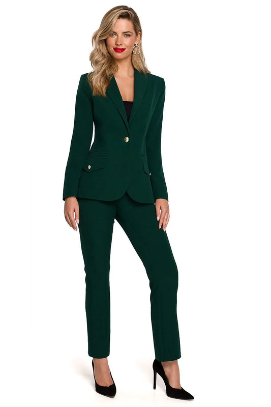 Women Blazer - Stretchable - 1-Button - Green -Guocali