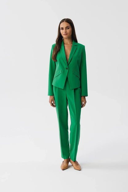 Women Blazer - Stretchable - 1-Button - Green -Guocali