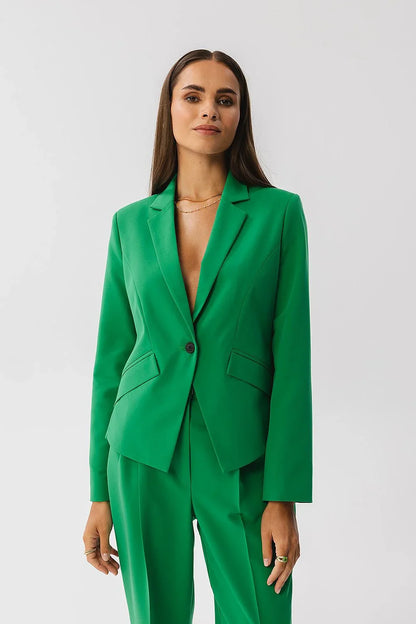 Women Blazer - Stretchable - 1-Button - Green -Guocali
