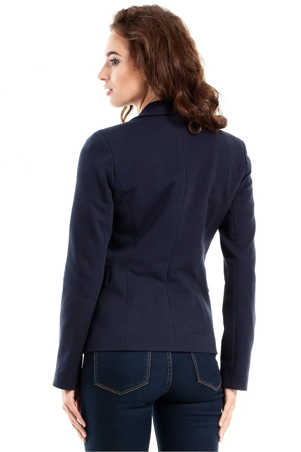 Women Blazer - Stretchable - 1-Button - Navy -Guocali