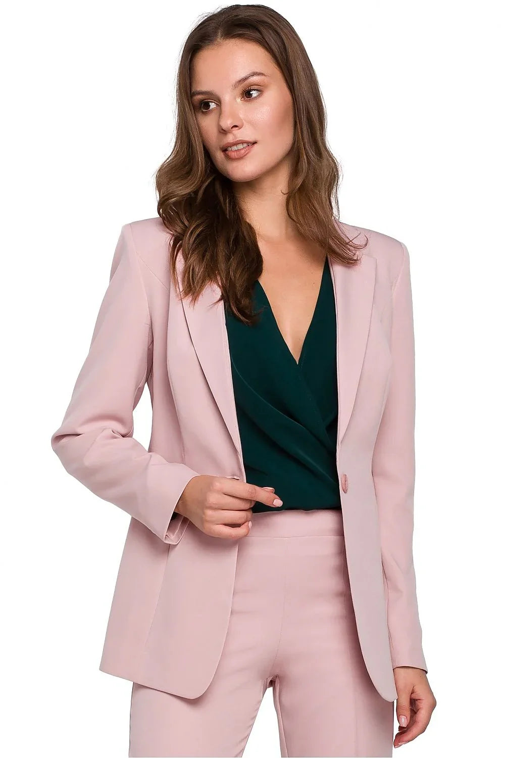 Women Blazer - Stretchable - 1-Button - Pink -Guocali